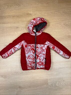 Spiderman Red and White Hooded Puffer Jacket